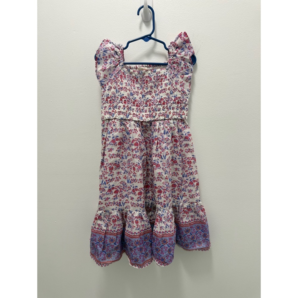 J.Crew Crewcuts Girls Floral Smocked Dress Pink Purple Metallic Size 6‎